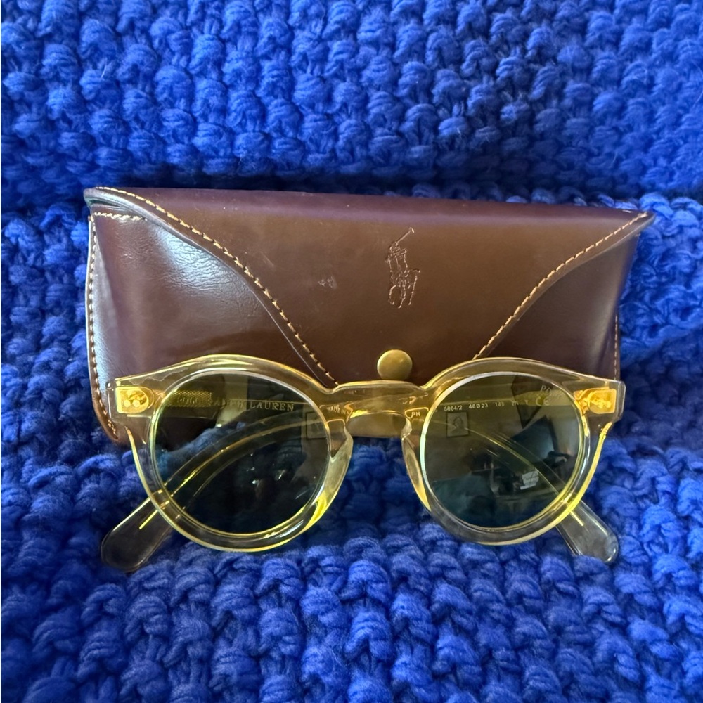 Ralph Lauren Transparent Yellow Sunglasses with Brown Case